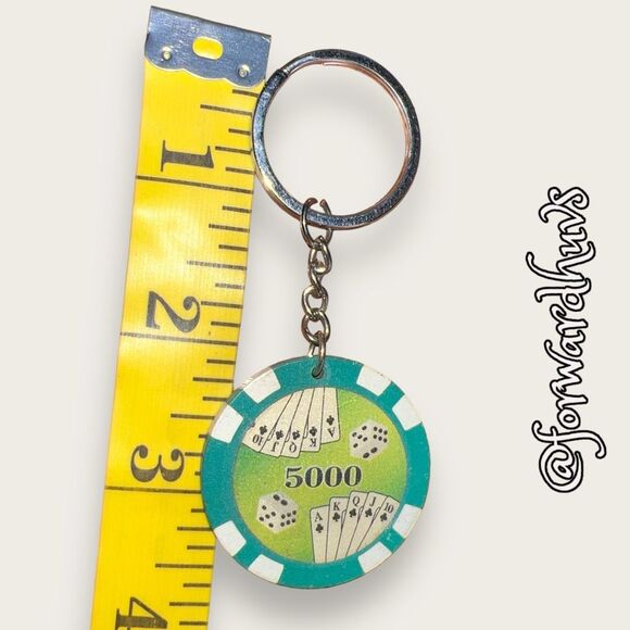 Bundle 3 for $15 Casino Chip Keychain on Silver Tone Key Ring - Picture 6 of 7